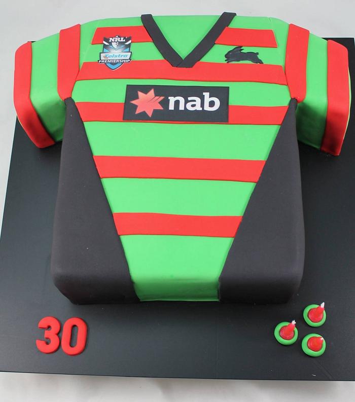 South Sydney footy jersey - Decorated Cake by Kake Krumbs - CakesDecor