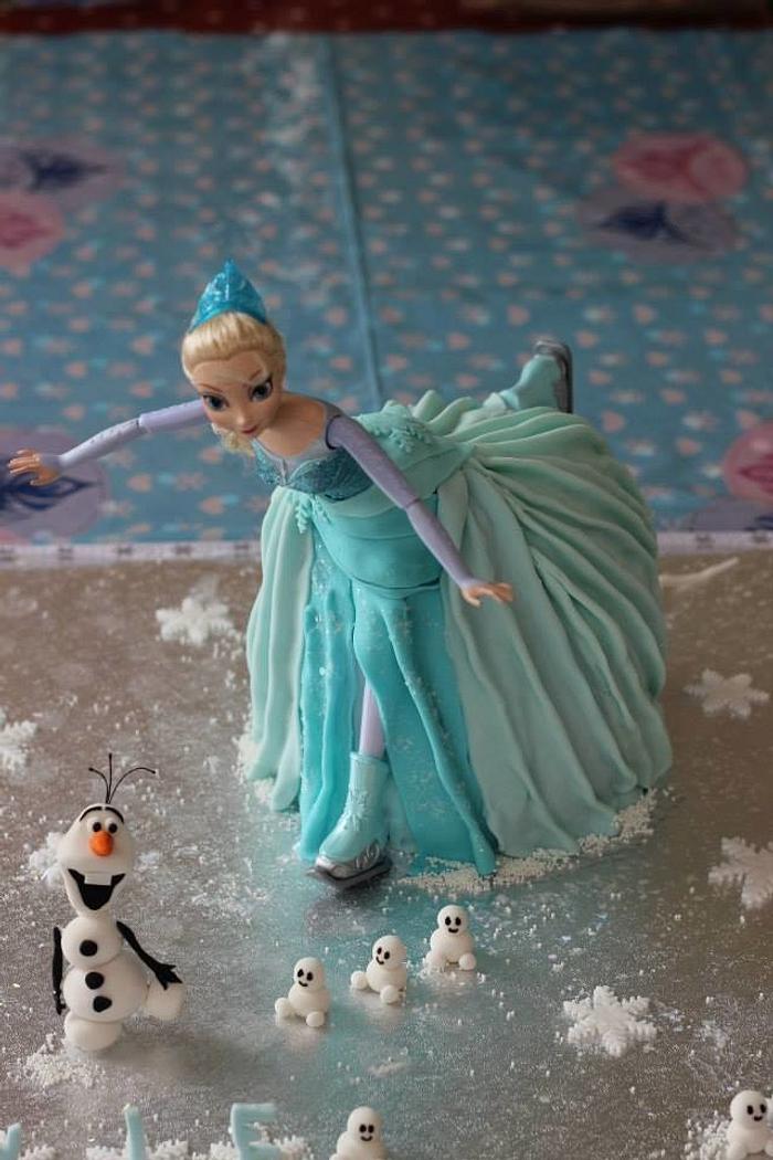 Frozen skating Elsa cake