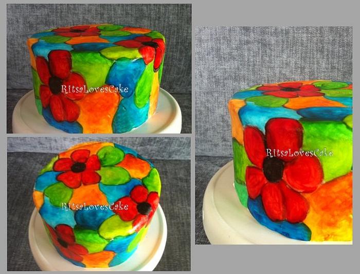 Hand Painted Flower Cake
