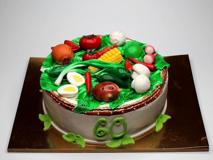 Cake with marzipan vegetables - Decorated Cake by - CakesDecor