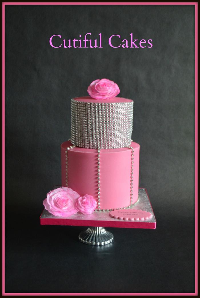 Pink and silver cake