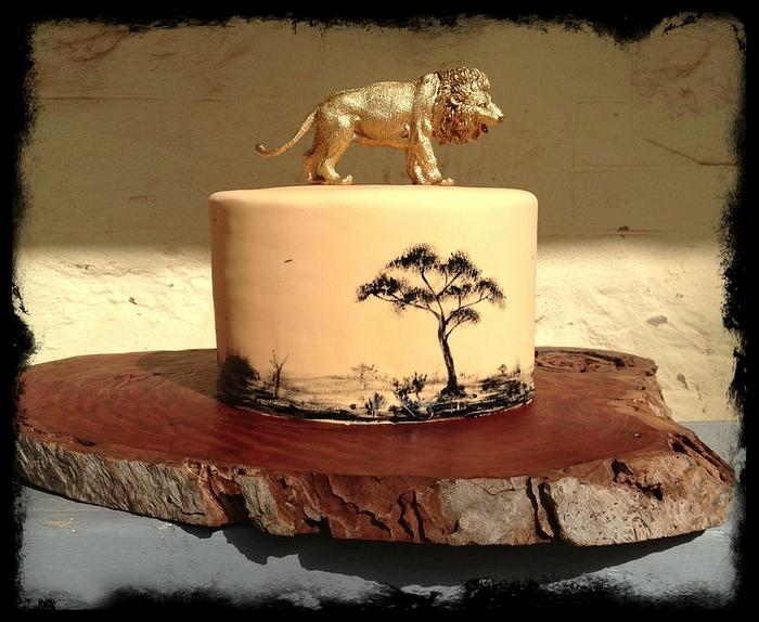 Hand painted safari cake
