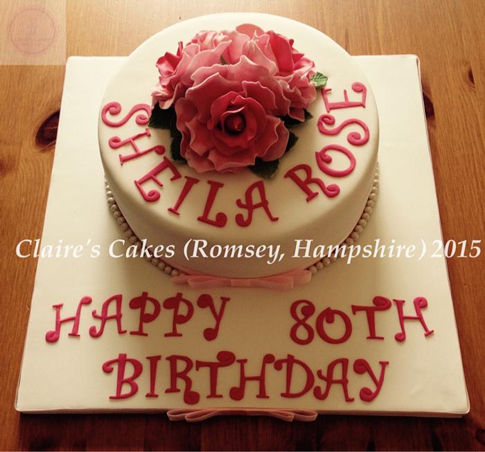 80th Birthday Cake (Roses)