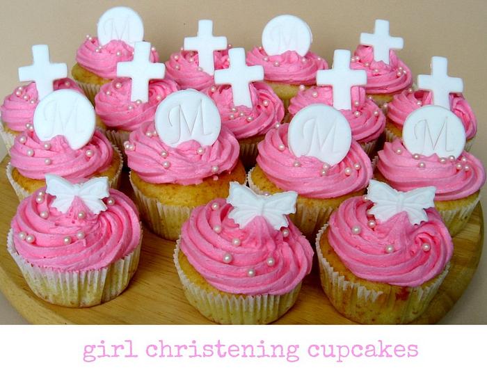 Girl Christening Cupcakes