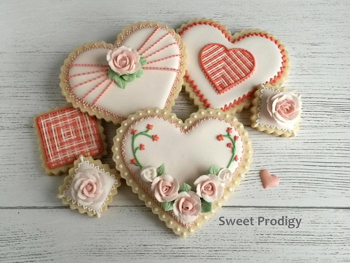 Valentine's Heart and Flower Cookies