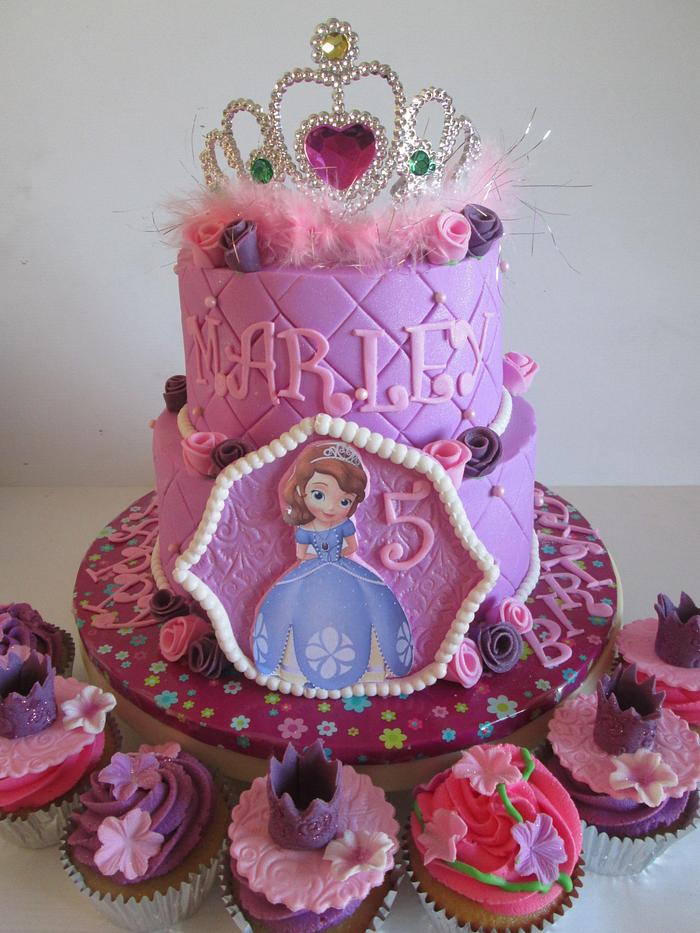 2 tier Sophia the first themed cake