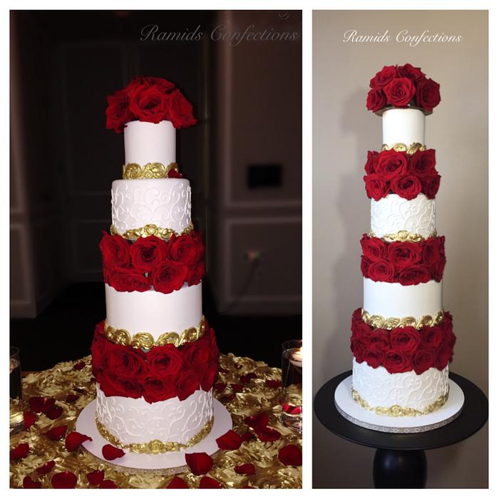 Wedding Cake with Fresh Roses