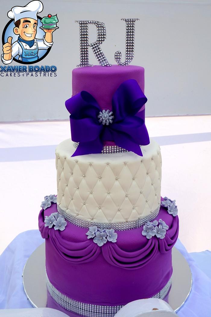 Purple and Silver wedding cake
