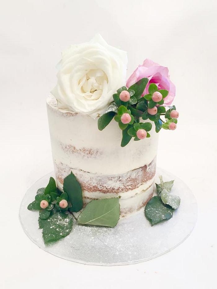 Semi Naked Cake with Fresh Flowers