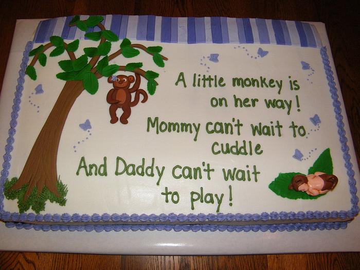 Little monkey baby shower cake
