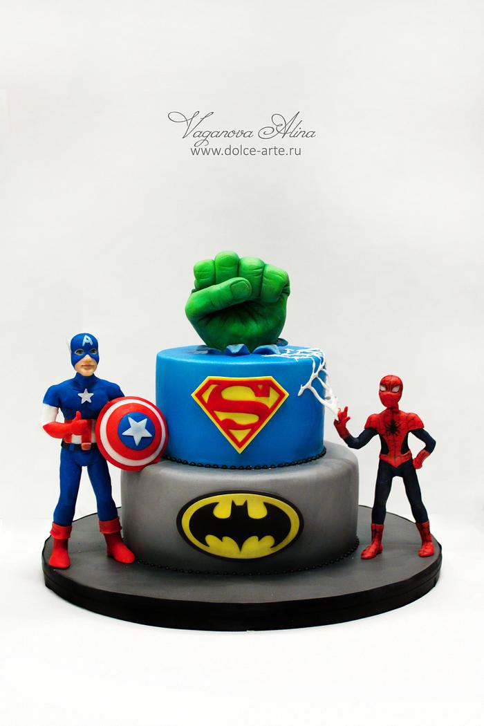 superheroes birthday cake