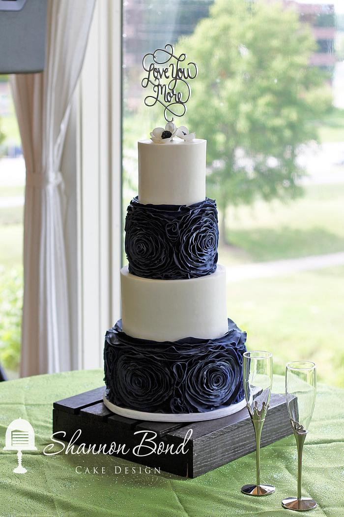 Blue Suede Rosette Wedding Cake