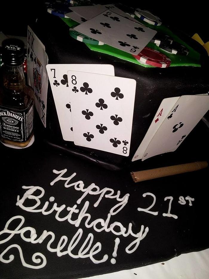 21st bday poker cake