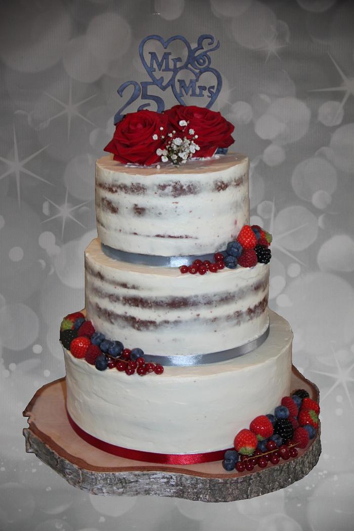25th anniversary wedding cake