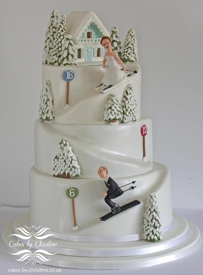 Skiing wedding cake