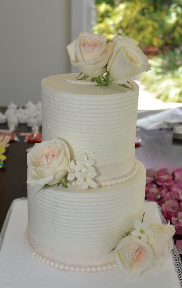 Combed Buttercream and Fresh Flowers