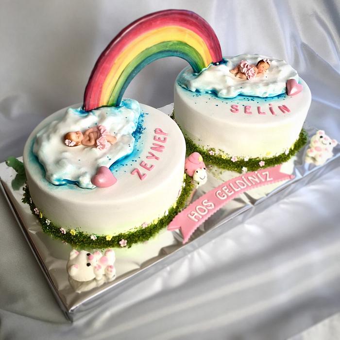 Rainbow Welcome baby cake
