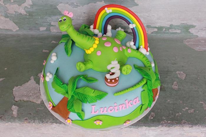 Dino cake with rainbow