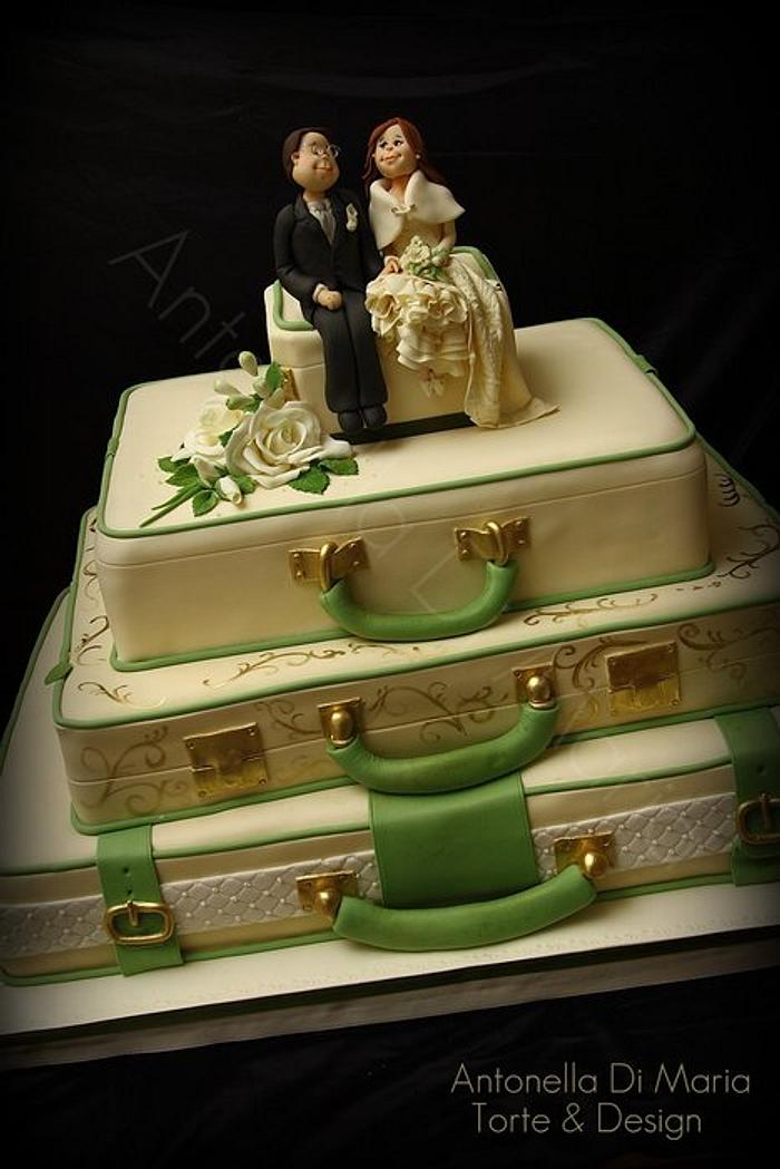 suitcase wedding in green