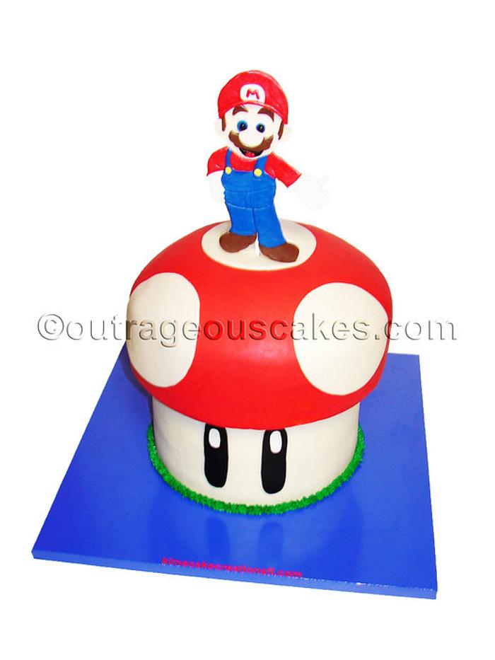 3D Mario on mushroom cake