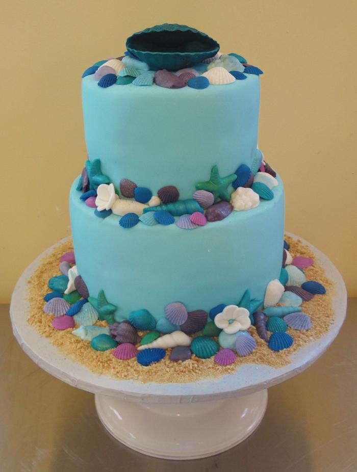 Shells and Mermaid Birthday Cake