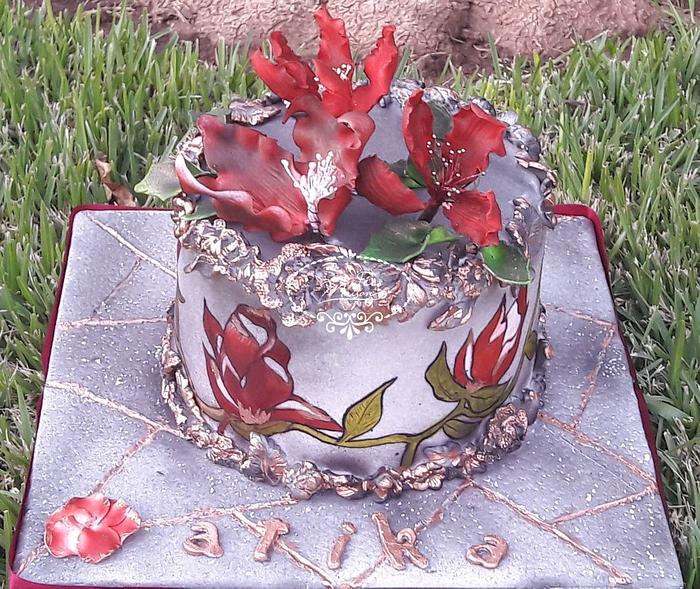 RED FLOWERS CAKE