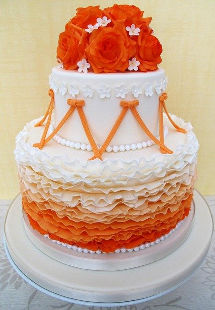 Ruffles and Roses Wedding Cake