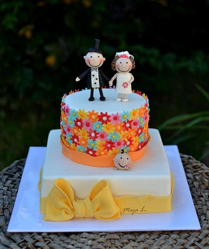 funny & colorful wedding cake 