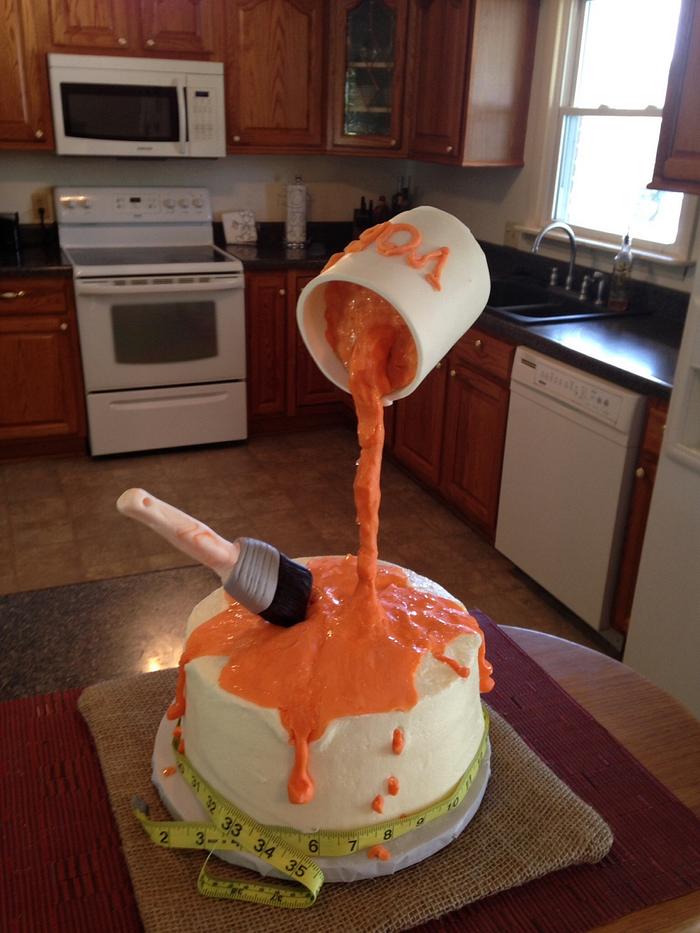 Gravity defying paint cake