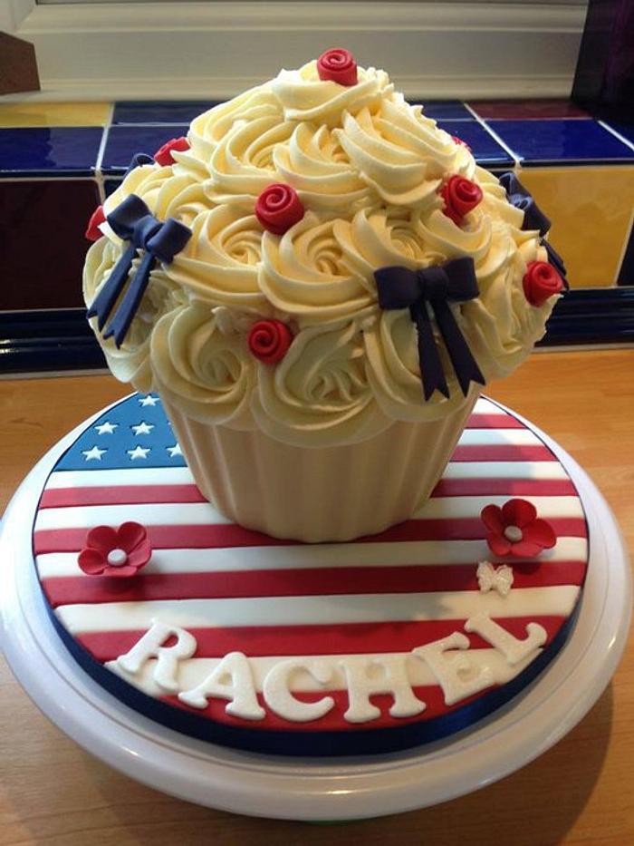 American Flag Giant Cupcake