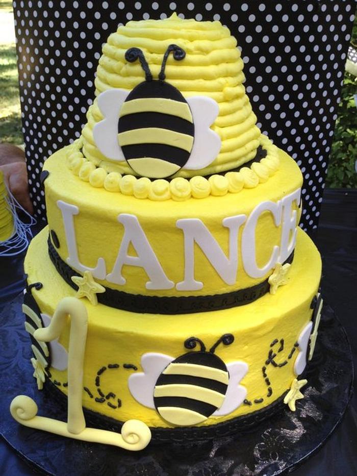 Bumble Bee 1st Birthday Cake