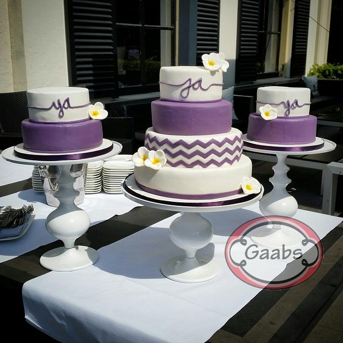 purple chevron weddingcake 