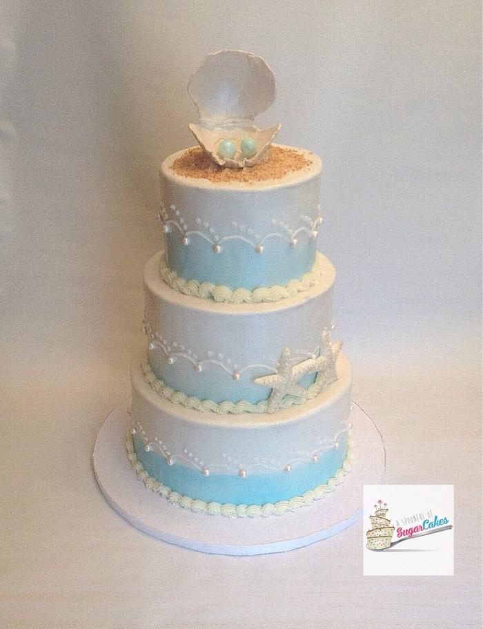 Beach themed bridal shower cake 
