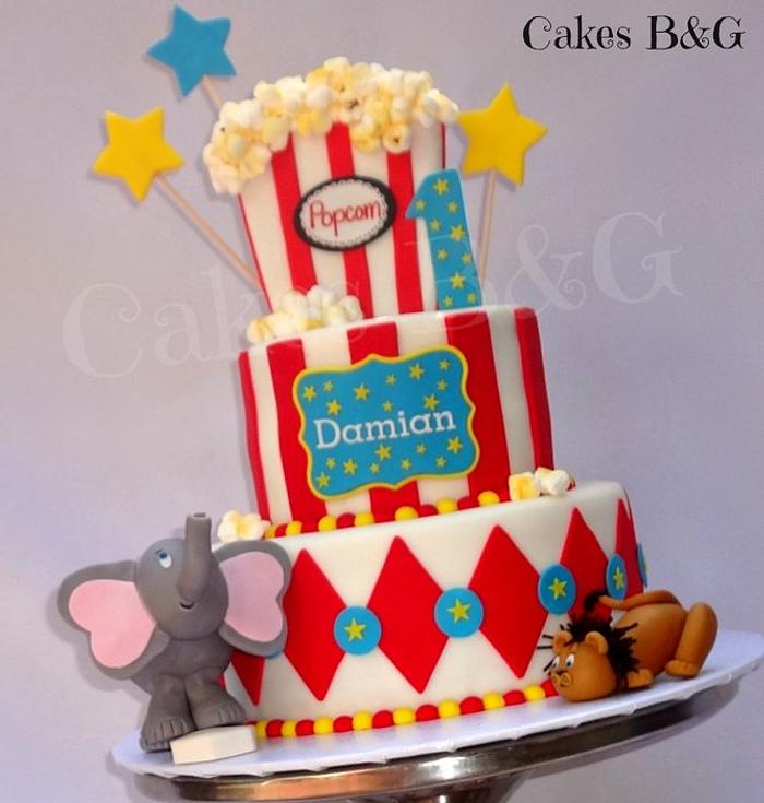Carnival themed cake and cupcakes