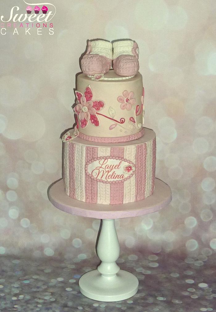 Quilling and crochet baby cake