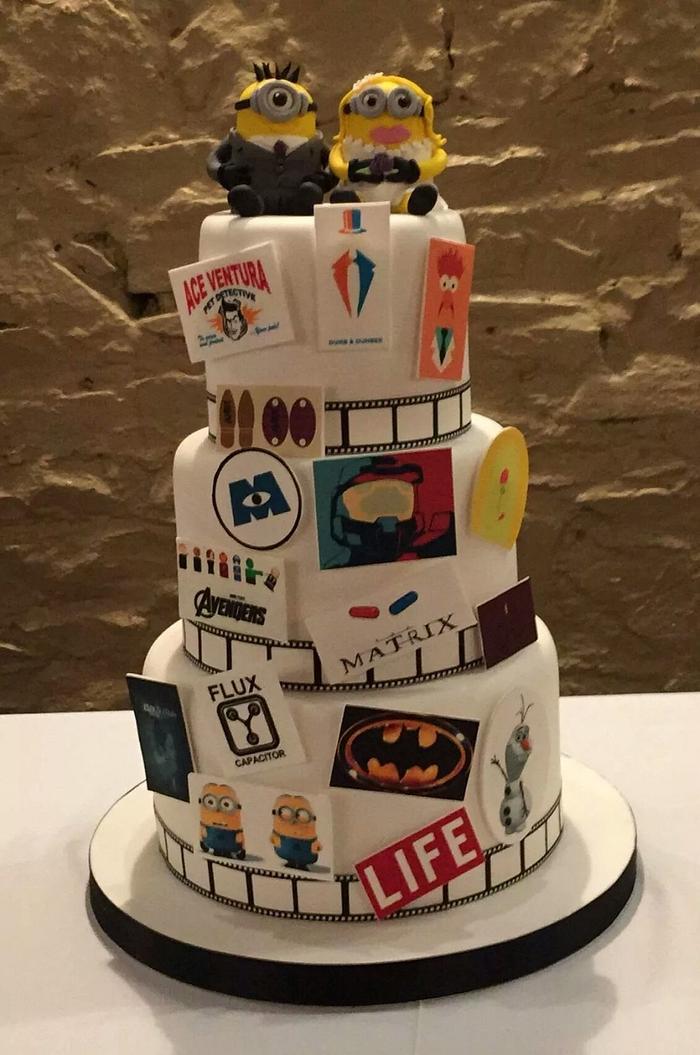 Quirky film theme wedding  cake