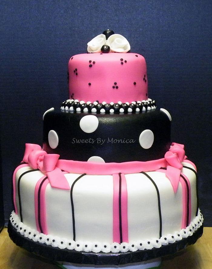 Black Pink & White Cake