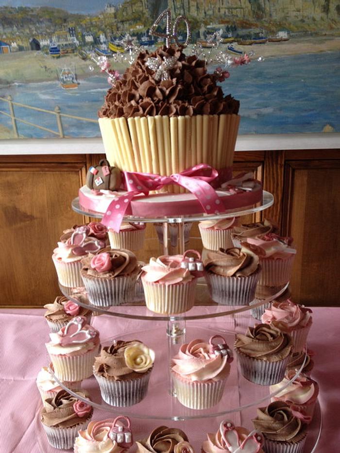 40th Giant Cupcake and Cupcakes