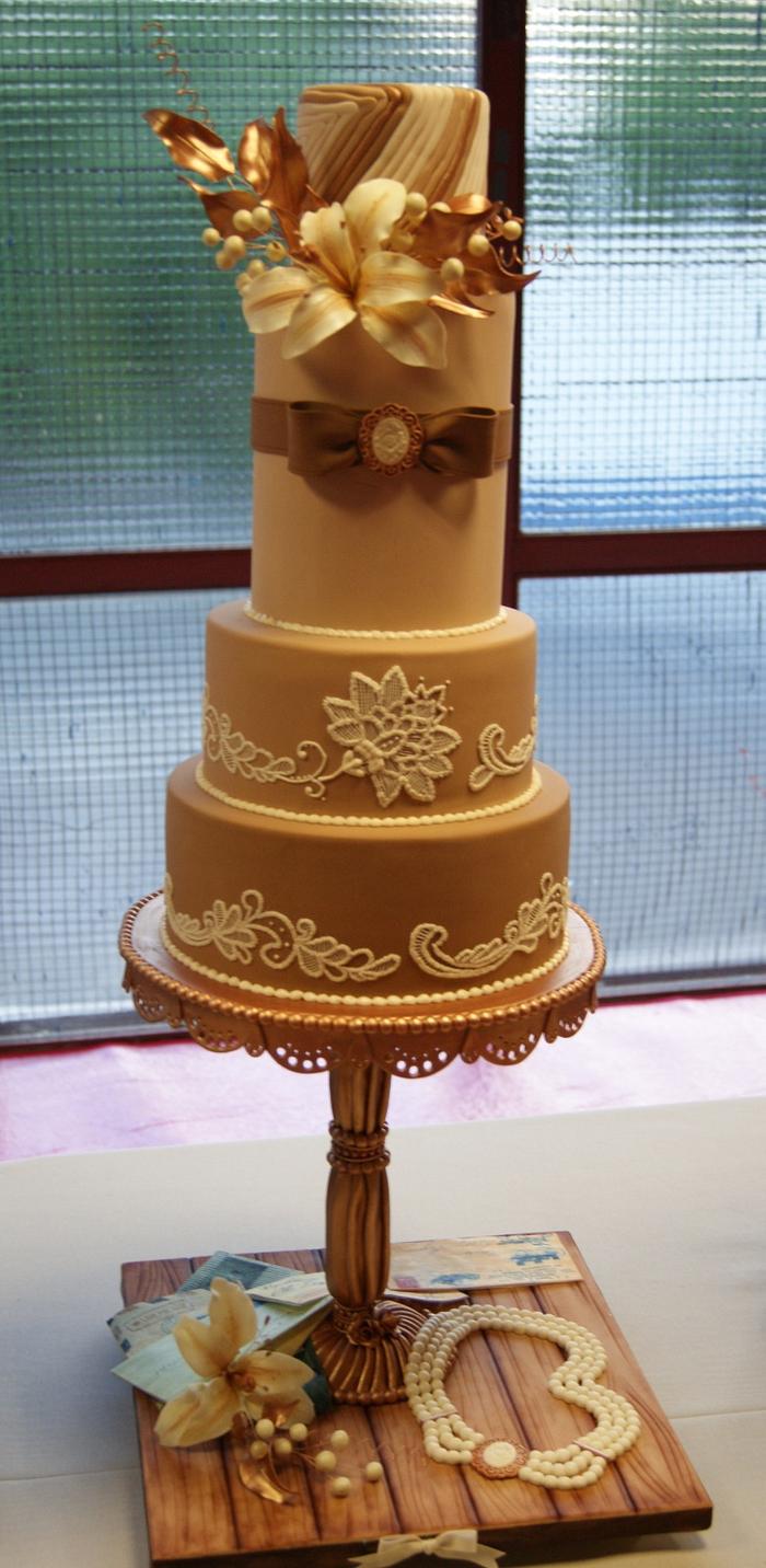 bronze wedding cake