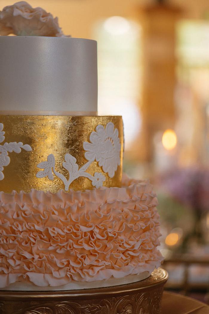 Elegant Gold Ruffle cake