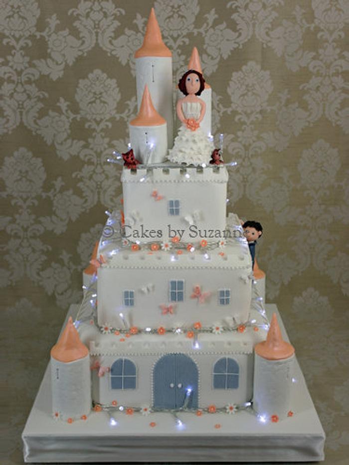 Wedding Castle Cake with fairy lights