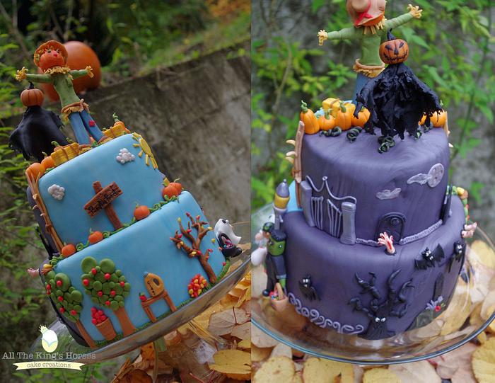 Two sided Halloween cake