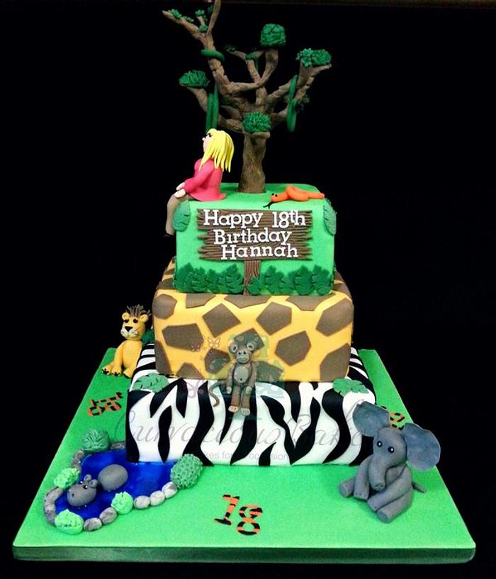 jungle themed 18th birthday cake