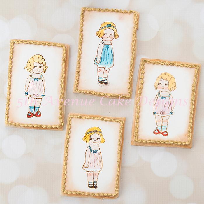 Painted Paper Doll Cookies