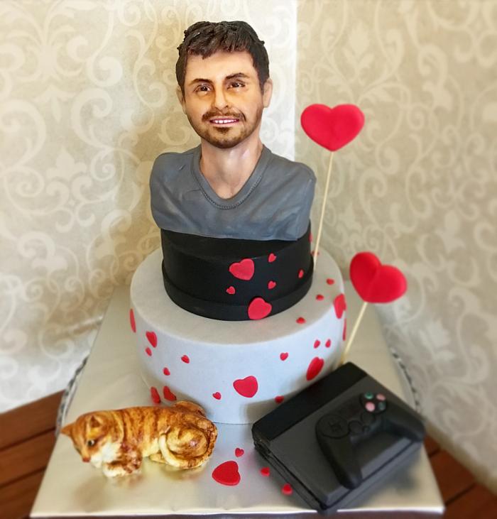 Bust cake whith cat 