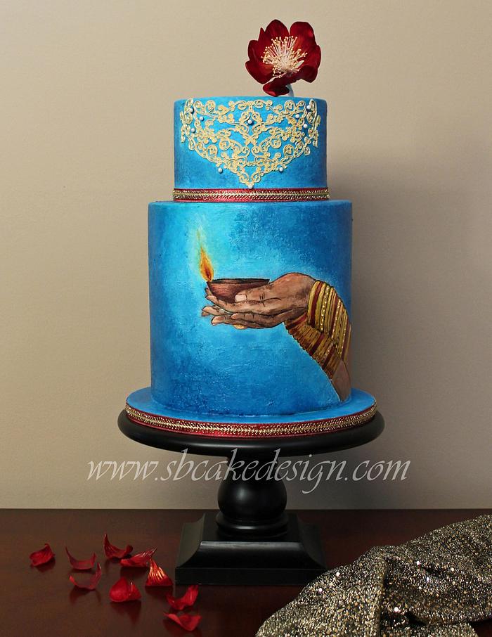 Festival of Lights Painted Cake