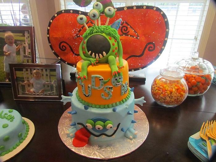 Monster party themed cake