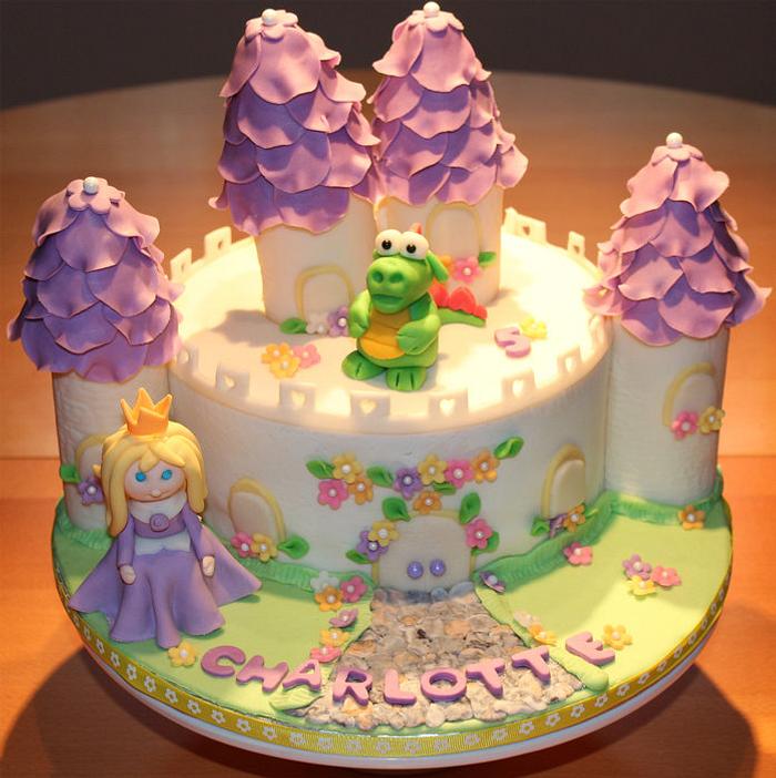 Castle Cake with Princess and Dragon