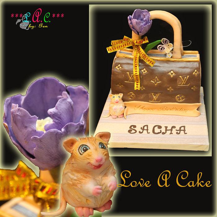 Purse-themed (LV) Birthday Cake