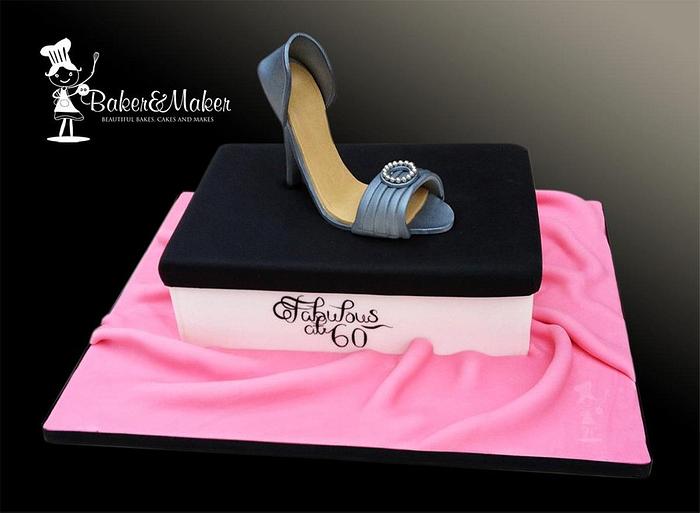 Fabulous at 60 Shoe and Shoe box Cake